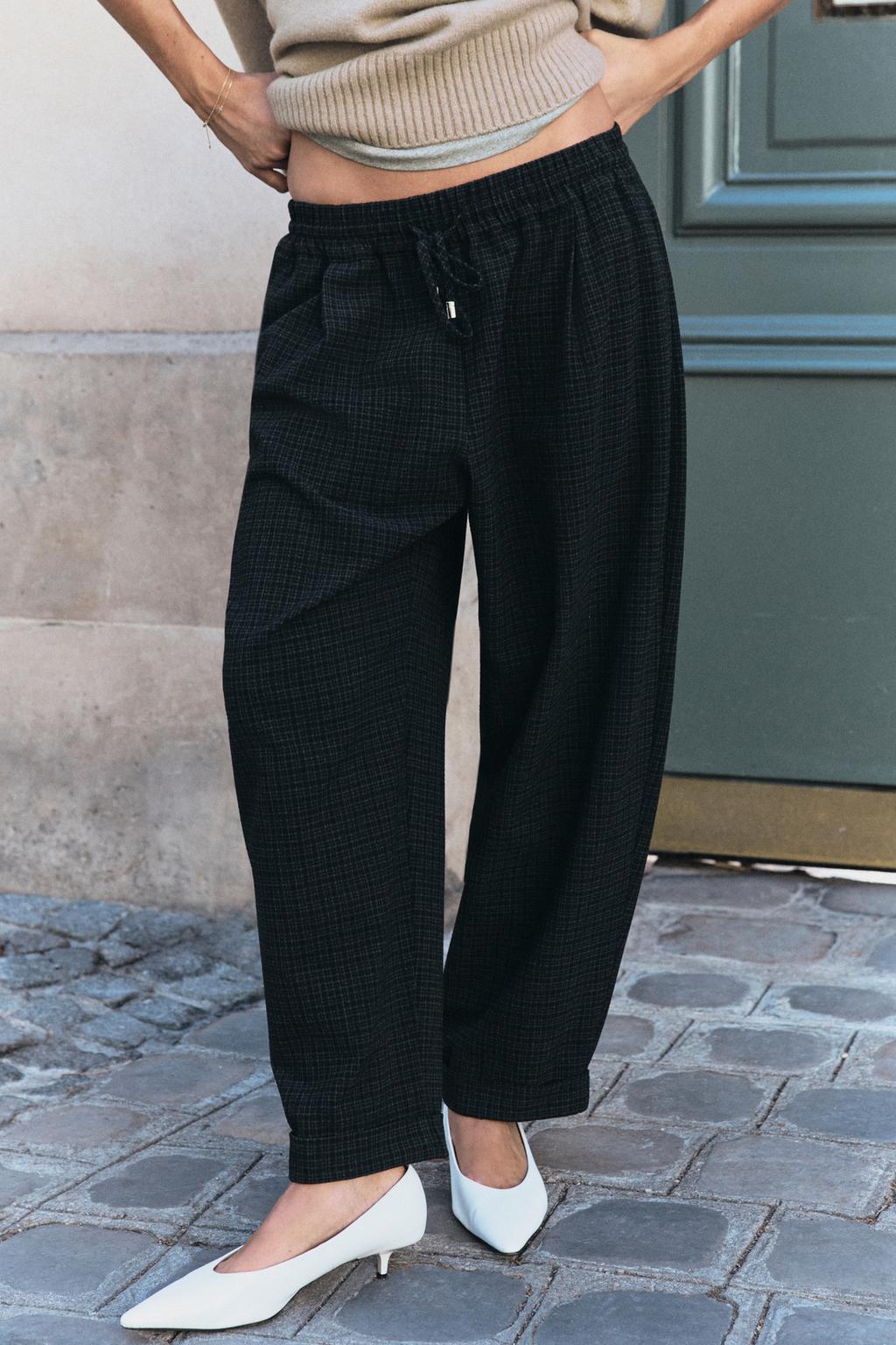 CHECKS TROUSERS WITH TURN-UP HEM