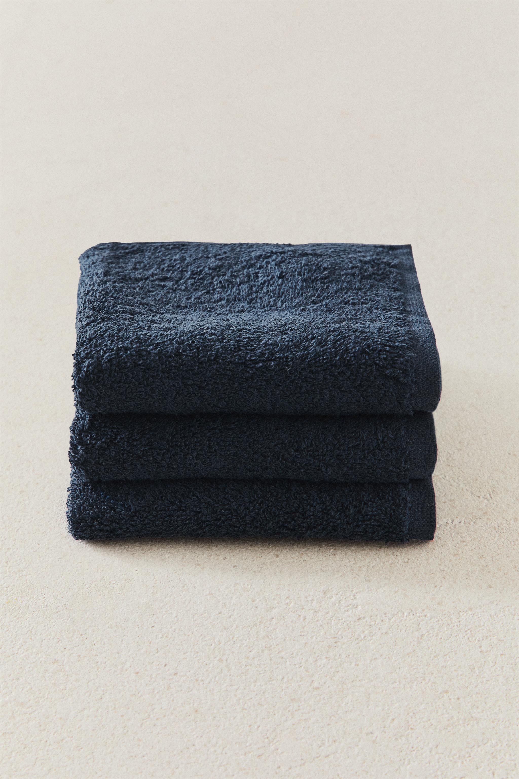 PACK OF COTTON HAND TOWELS (PACK OF 3) — Navy blue