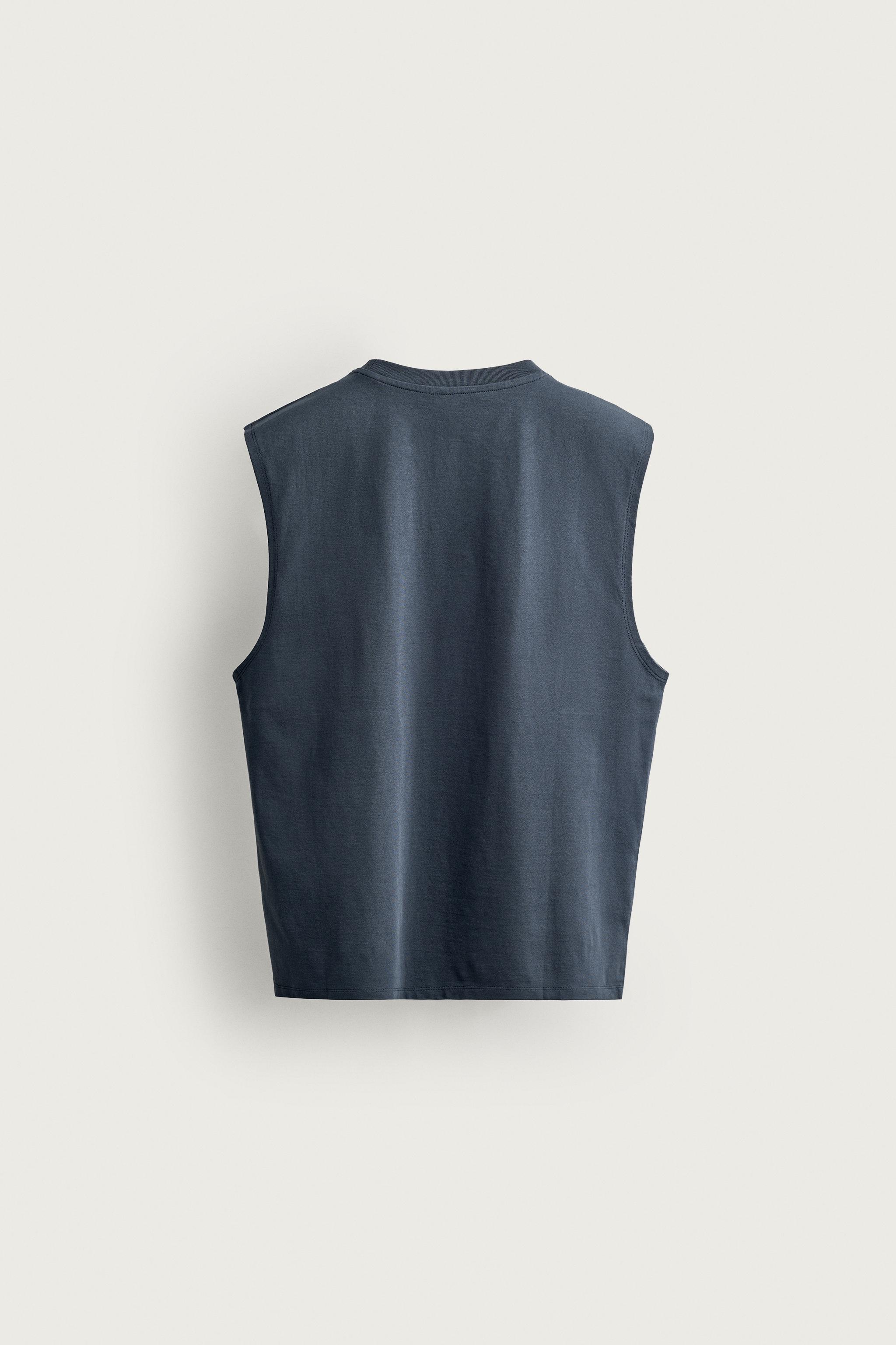 RELAXED FIT CONTRAST GRAPHIC TANK TOP — Navy blue