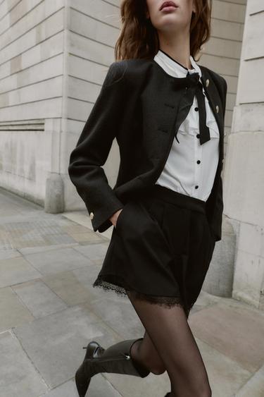 SHORT À DENTELLE - Noir de Zara - Image 1