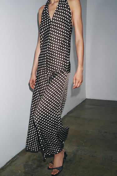 ZW COLLECTION HALTER POLKA DOT DRESS - Brown by Zara - Image 1