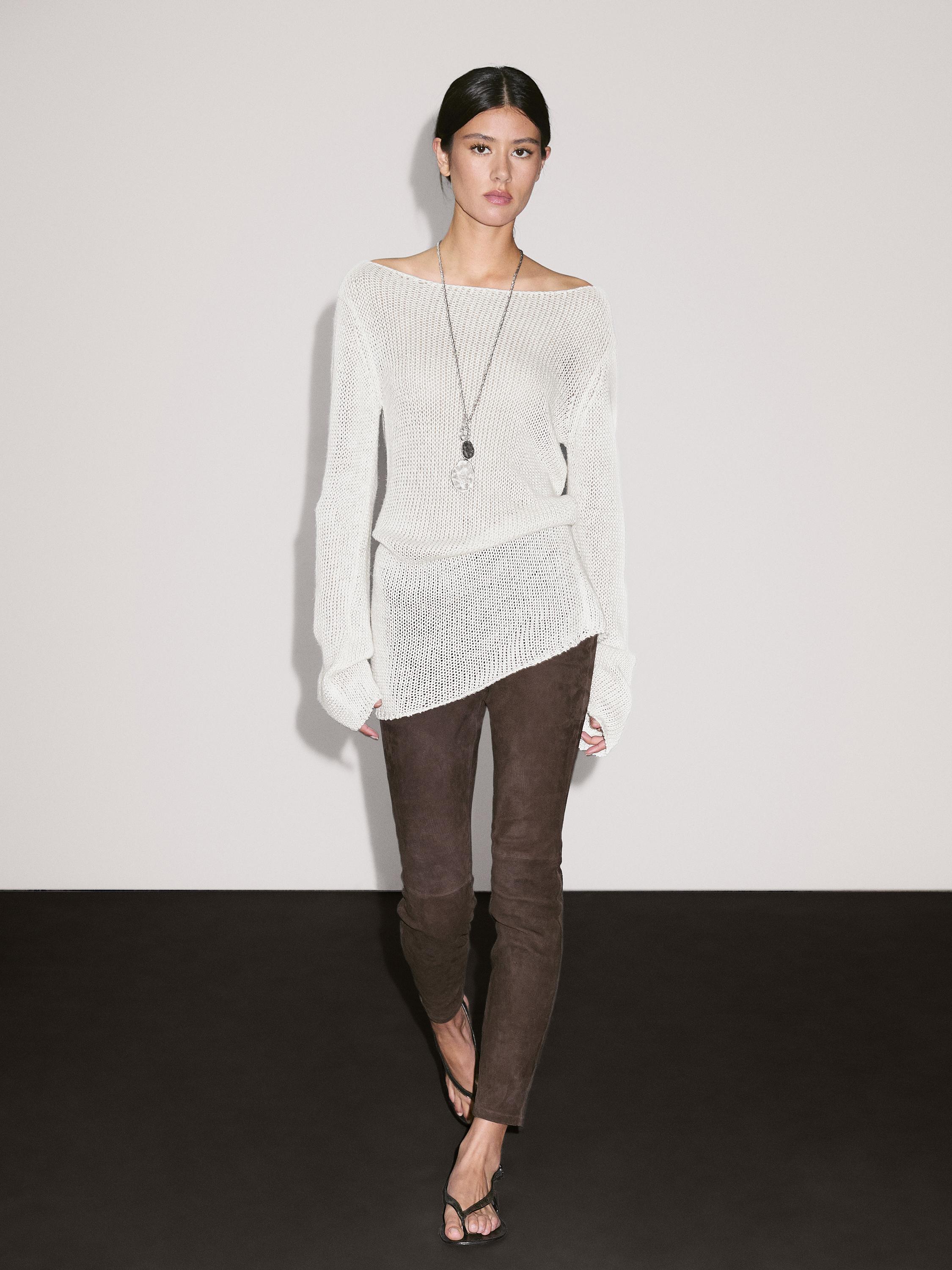 Suede leather leggings