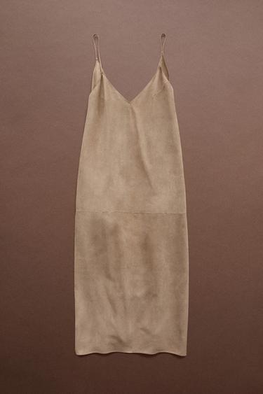 Suede leather combined dress - STUDIO — Stone 1
