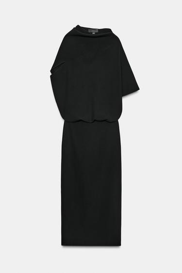 ZW COLLECTION ASYMMETRIC DRESS - Black by Zara