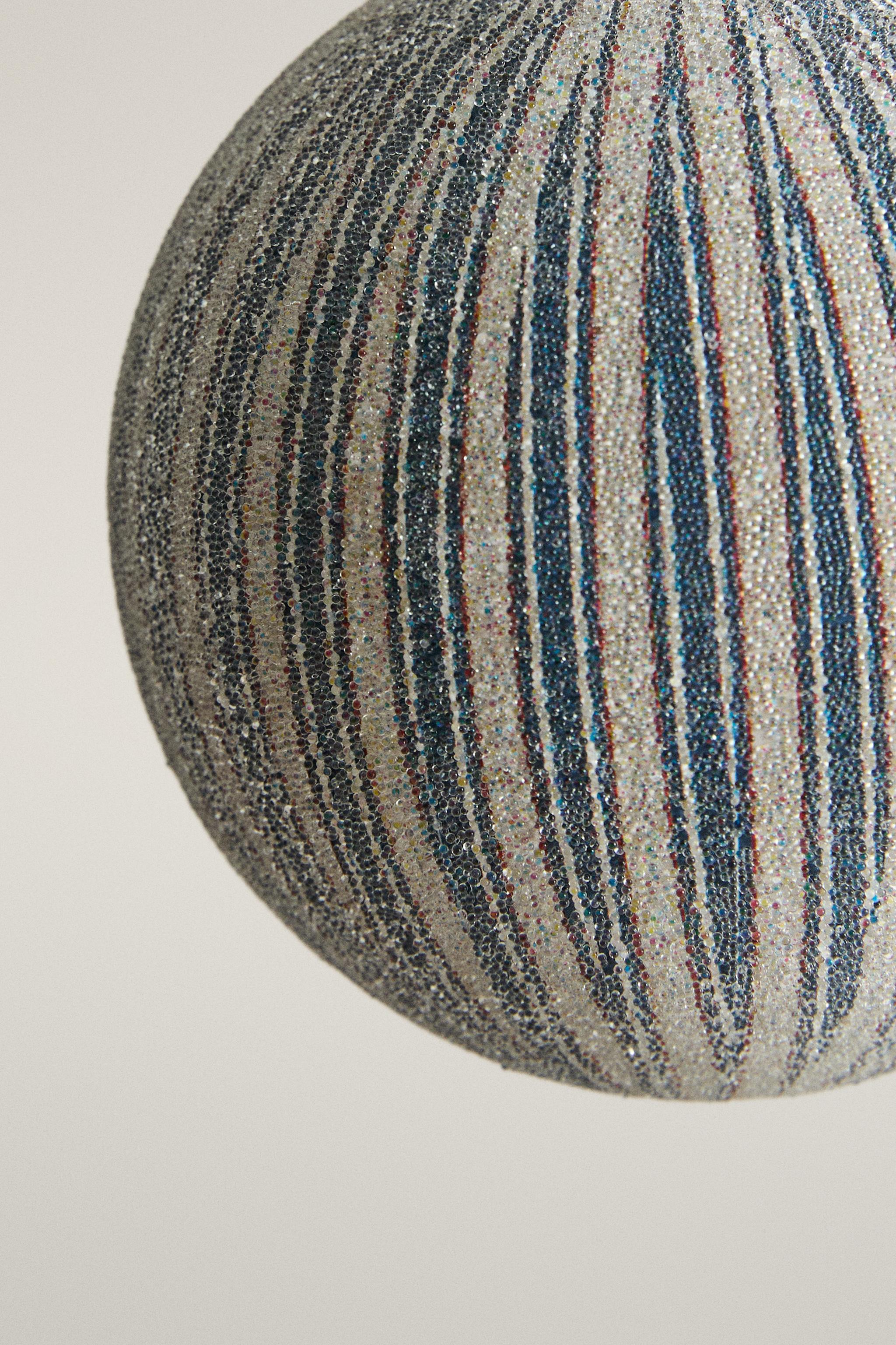 STRIPED GLASS SPHERE CHRISTMAS TREE DECORATION