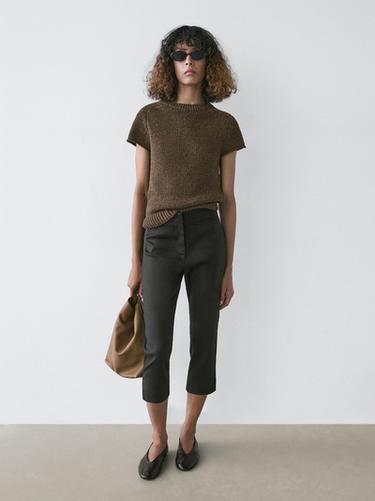 Zara Linen blend capris - Black