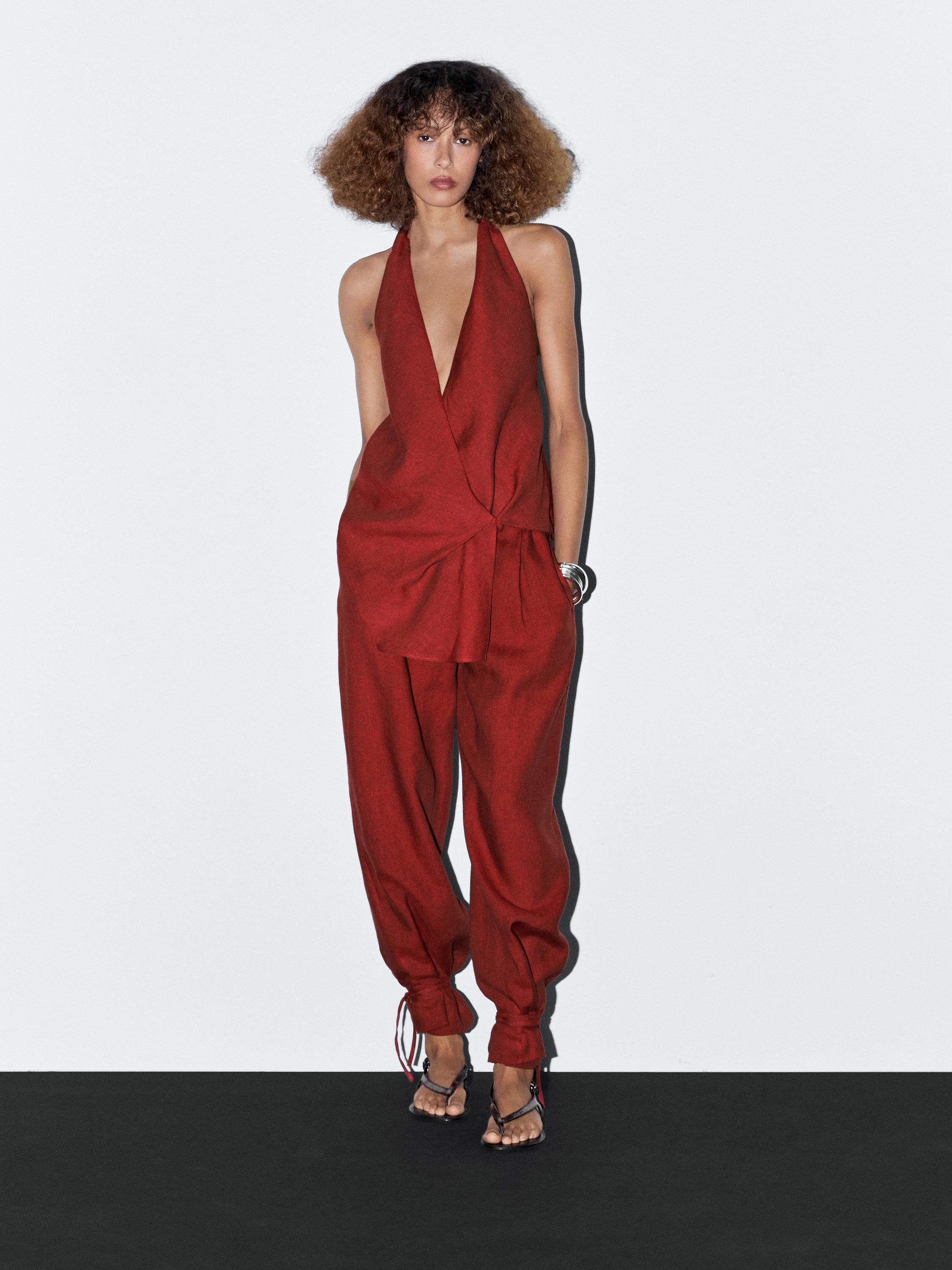 Pantalon nœud 100 % lin