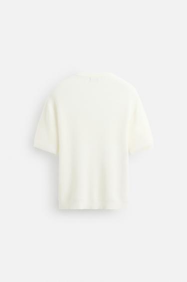 T-SHIRT EN MAILLE À TEXTURE - Blanc de Zara - Image 7
