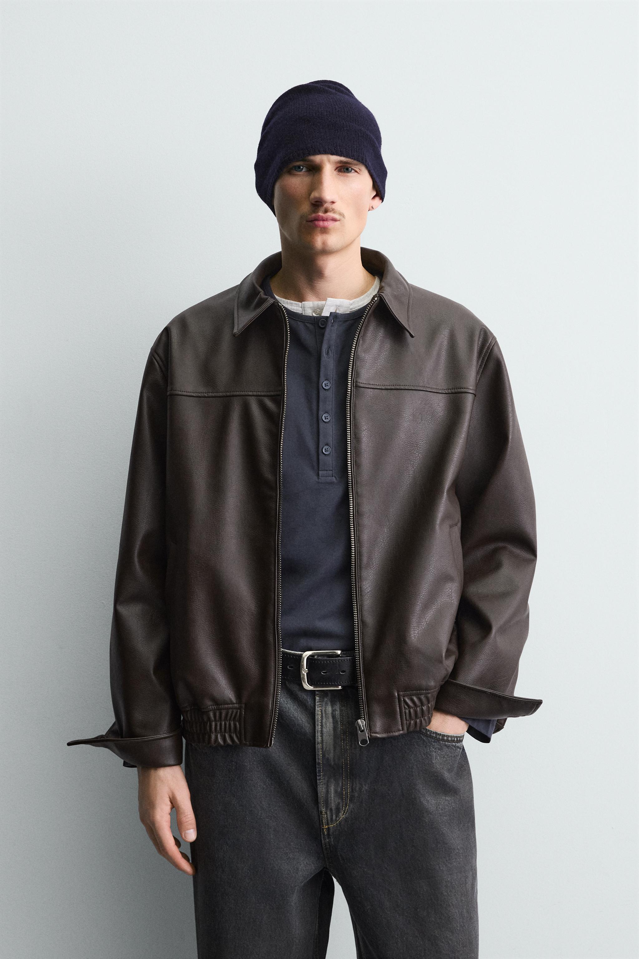FAUX LEATHER BOMBER JACKET