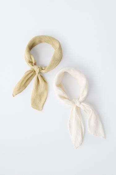 TWO-PACK OF PLAIN BANDANNAS IN A LINEN BLEND - Sand by Zara