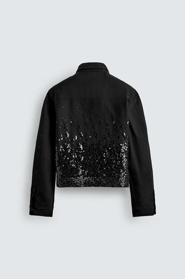 VESTE COURTE À PAILLETTES - Noir de Zara - Image 9