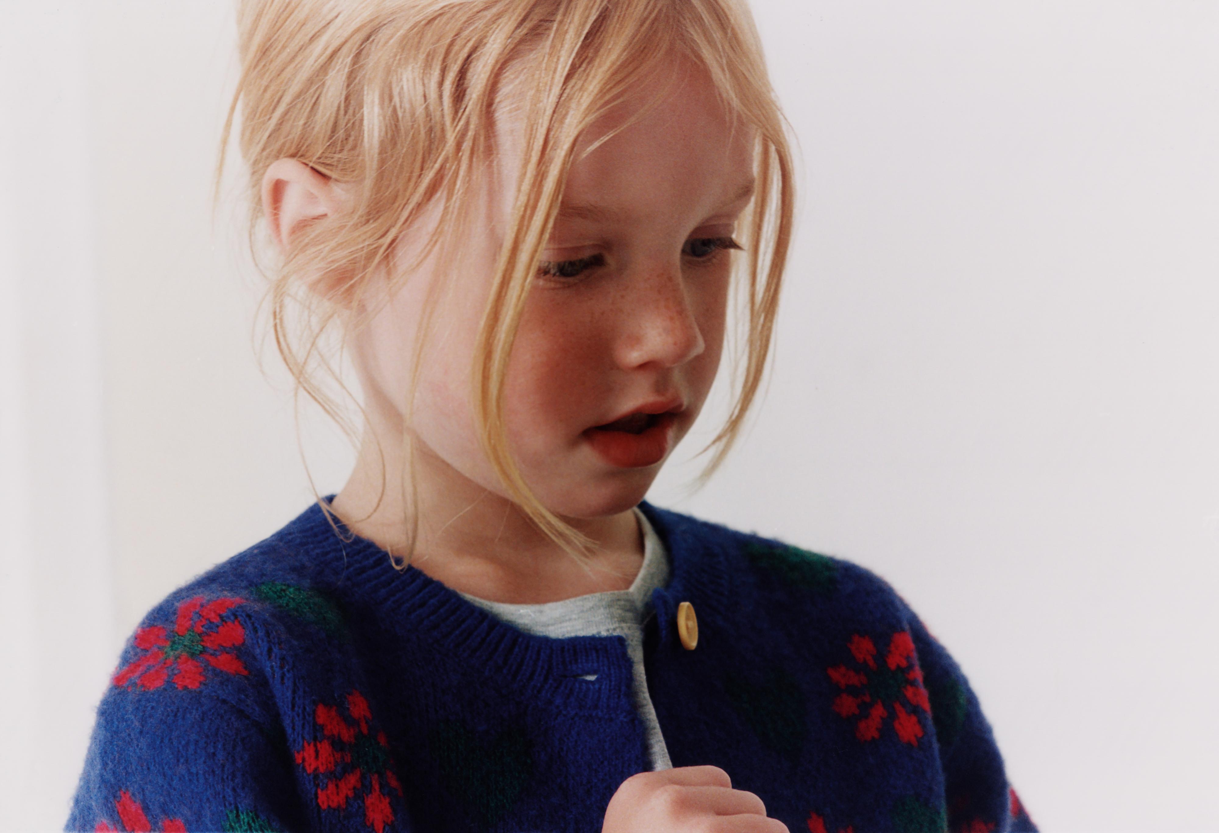 FLORAL JACQUARD CARDIGAN — Bluish