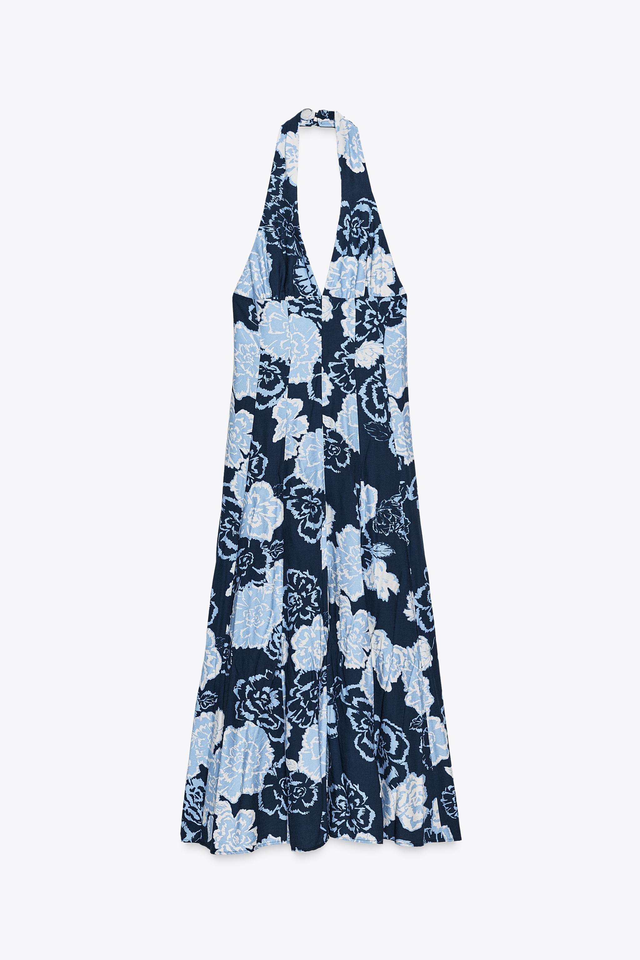 ROBE MI-LONGUE HALTER À IMPRIMÉ FLORAL
