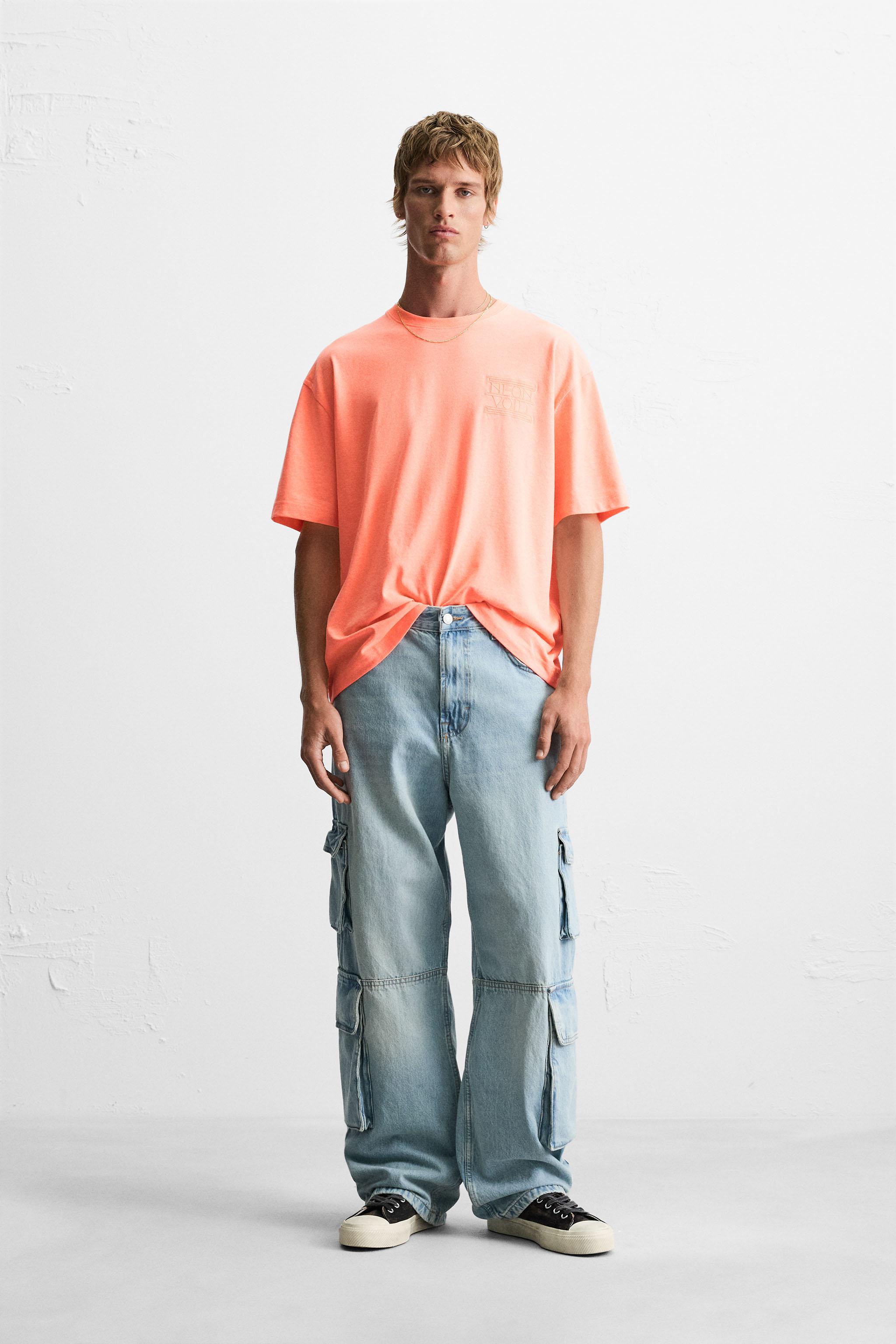 さらら CAMISETA COM MENSAGEM BORDADA - Laranja-fluorescente | ZARA Brasil