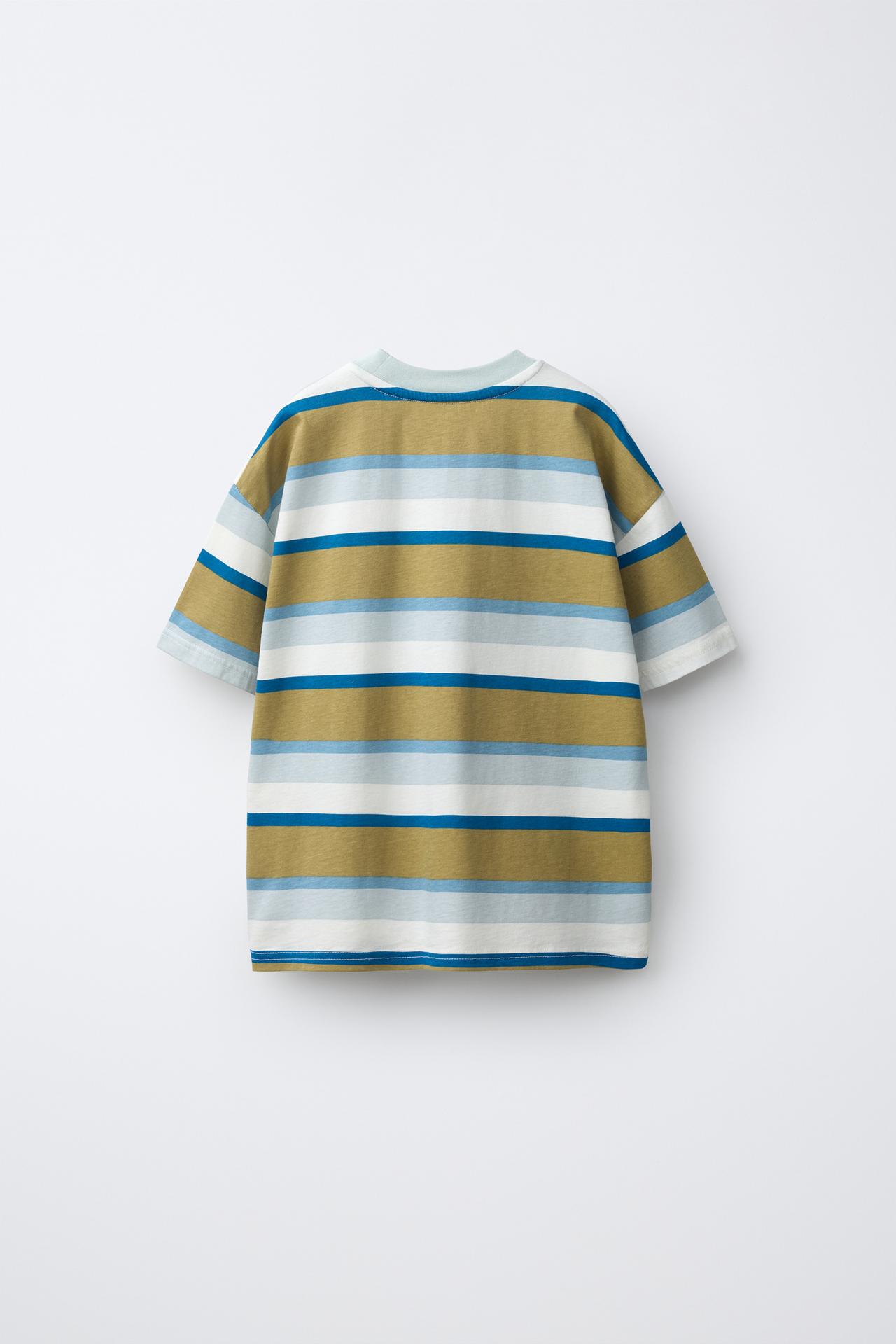 STRIPED PATCH T-SHIRT — striped