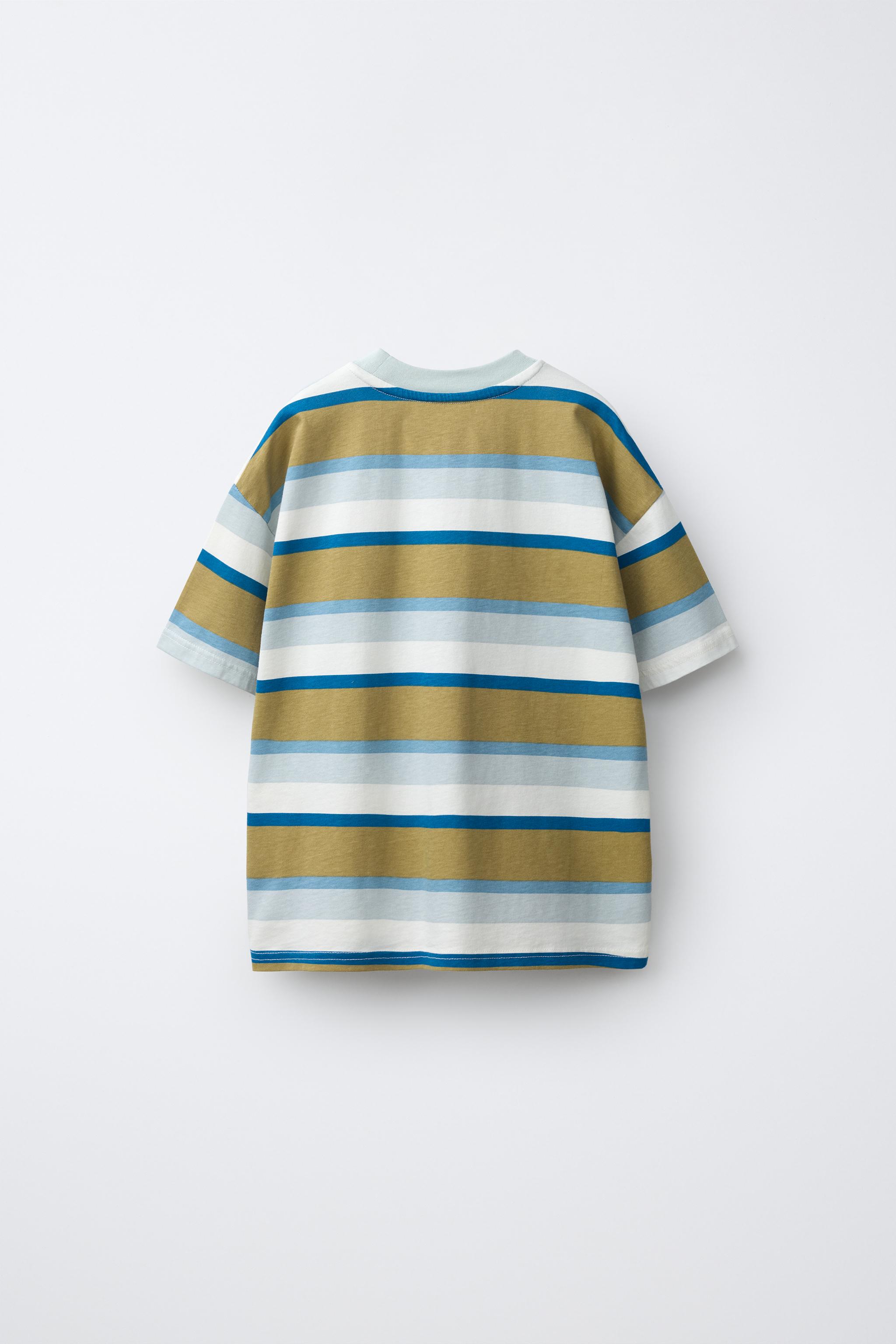 Детские футболки Zara STRIPED PATCH T-SHIRT — фото 3