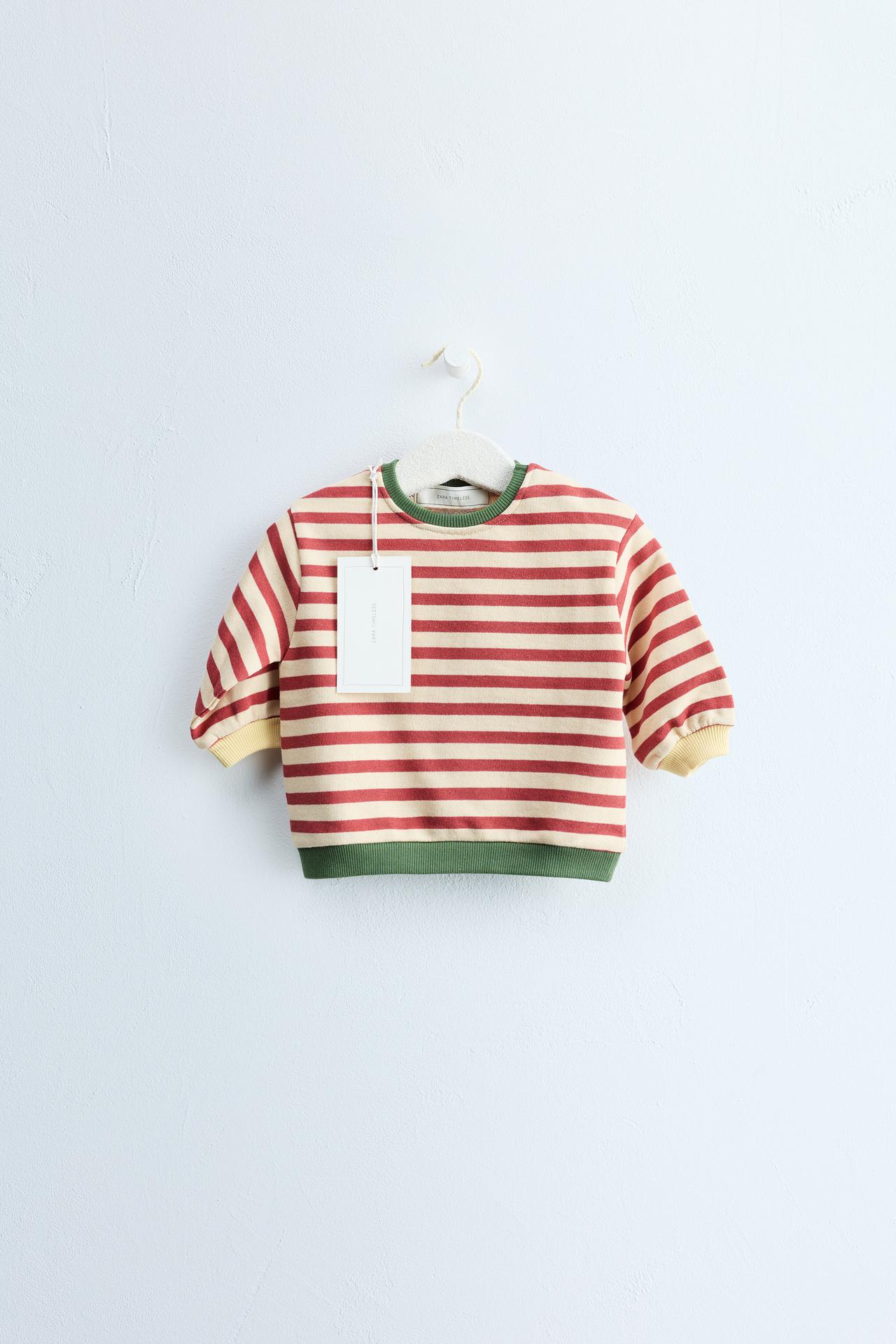 ZARA TIMELESS - STRIPED PRINT SWEATSHIRT — Brick