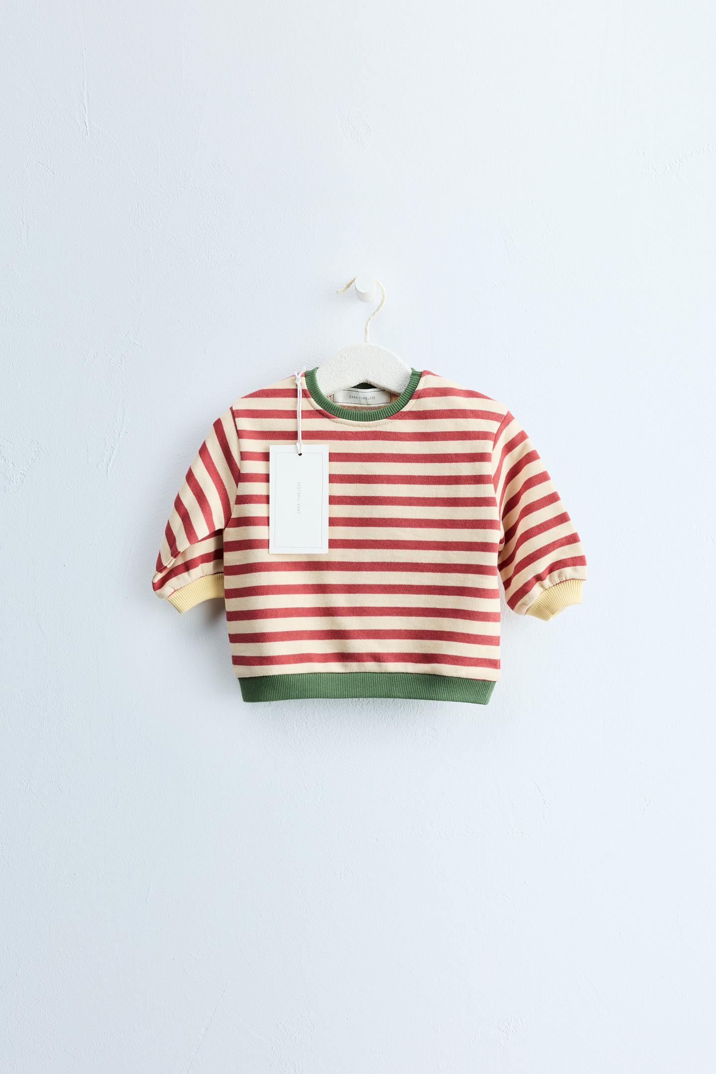 Детская толстовка Zara Timeless - Striped Print, цвет: Кирпичный — фото 2
