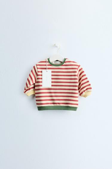 ZARA TIMELESS - STRIPED PRINT SWEATSHIRT — Brick 1