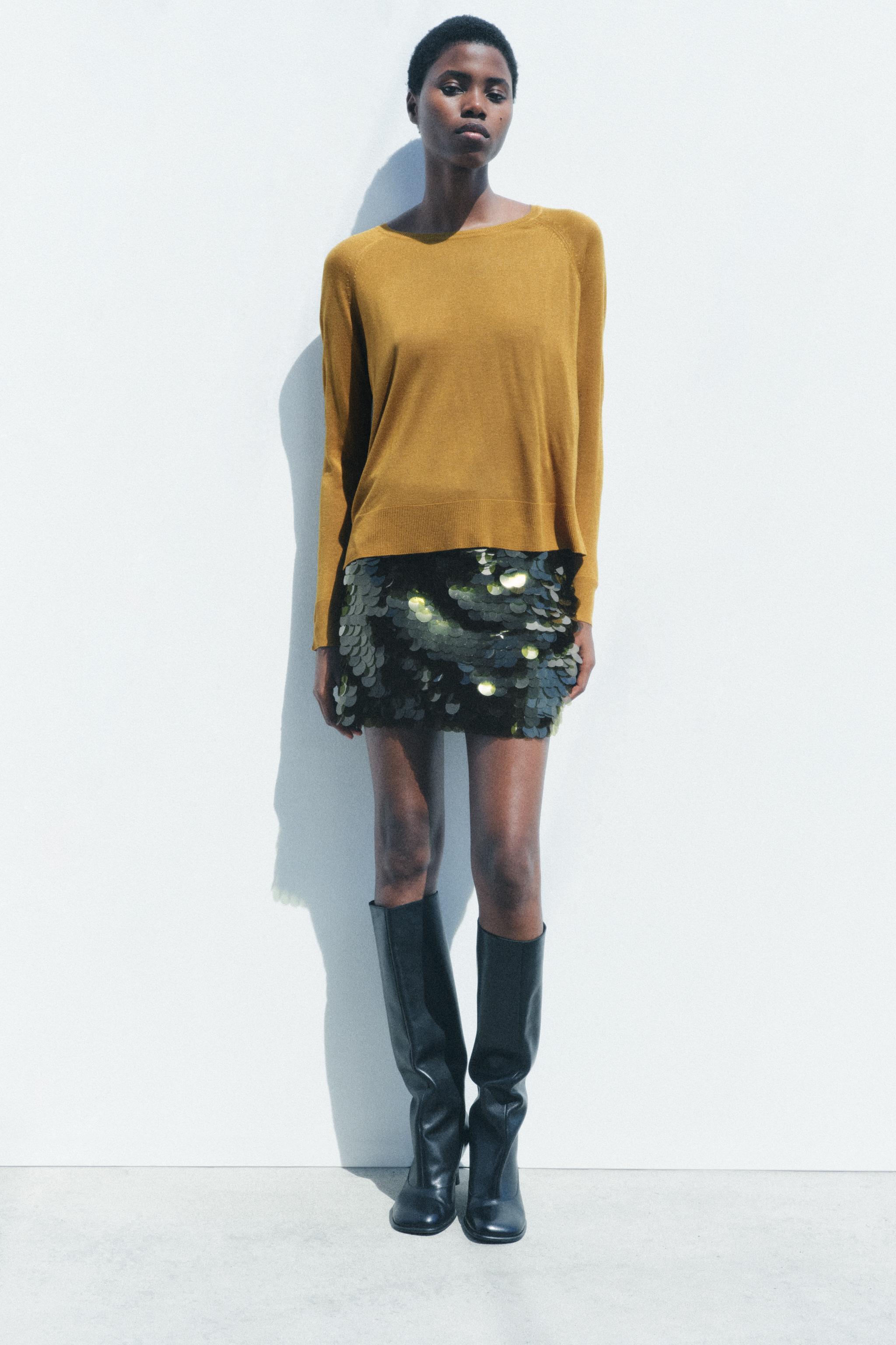 BASIC FINE KNIT SWEATER Oil ZARA United Kingdom