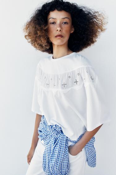 TOP CAPA BORDADOS - Blanco de Zara