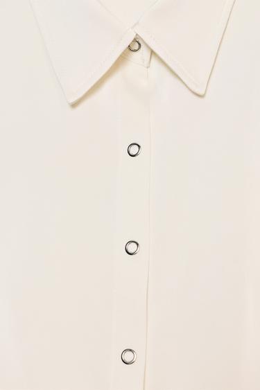 SATIN SHIRT - Oyster-white by Zara - Image 5