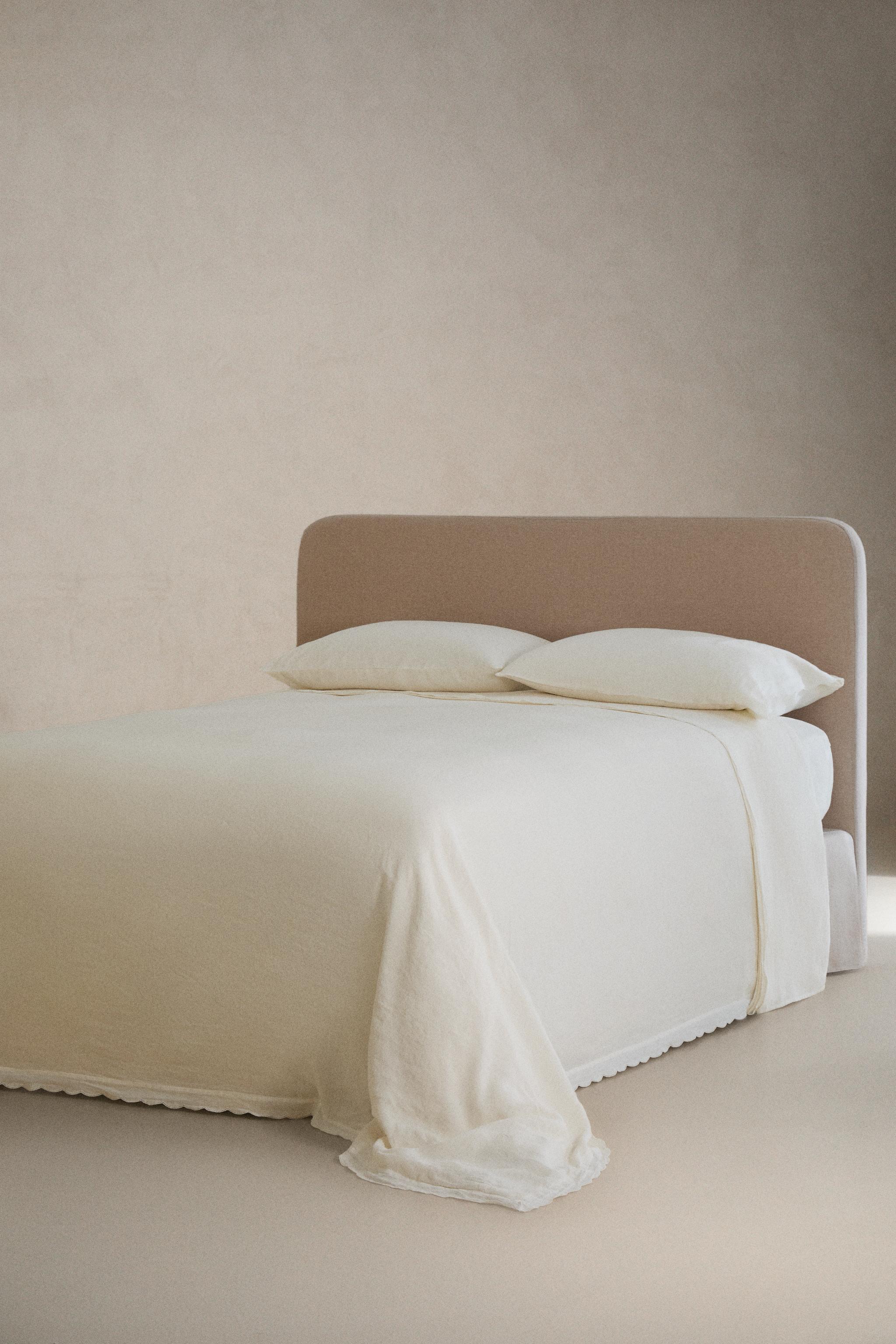 WASHED LINEN DUVET COVER — Ecru