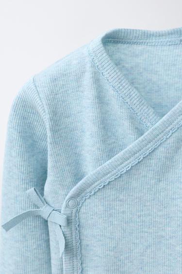 LOT DE TROIS BODYS CÔTELÉS COL KIMONO - Vert d'eau de Zara - Image 4