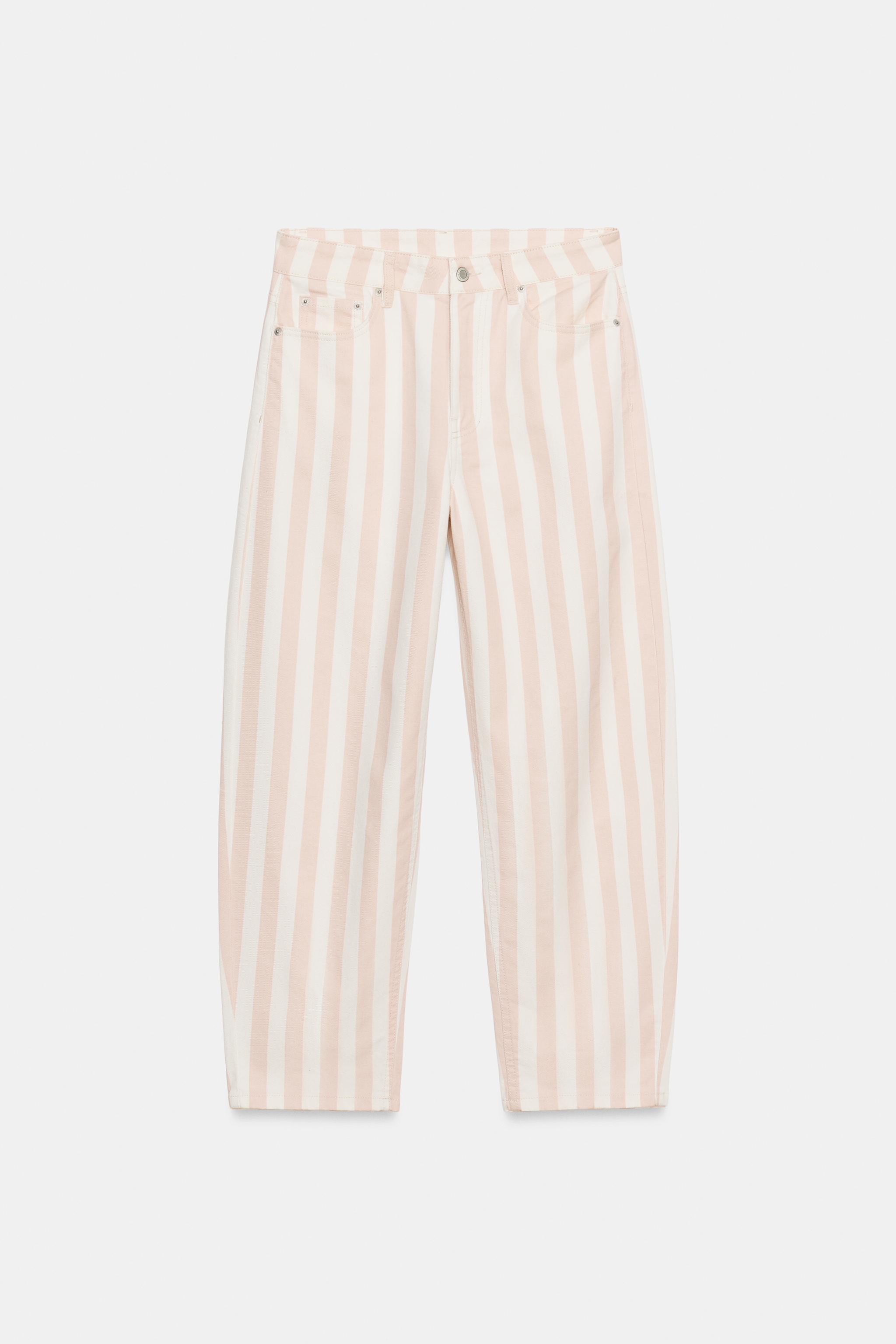 Zara ZW COLLECTION TAPERED FIT ORTA BEL ŞERİTLİ JEAN görsel 5