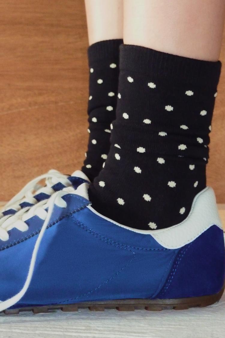 POLKA DOT PRINTED SOCKS — Black
