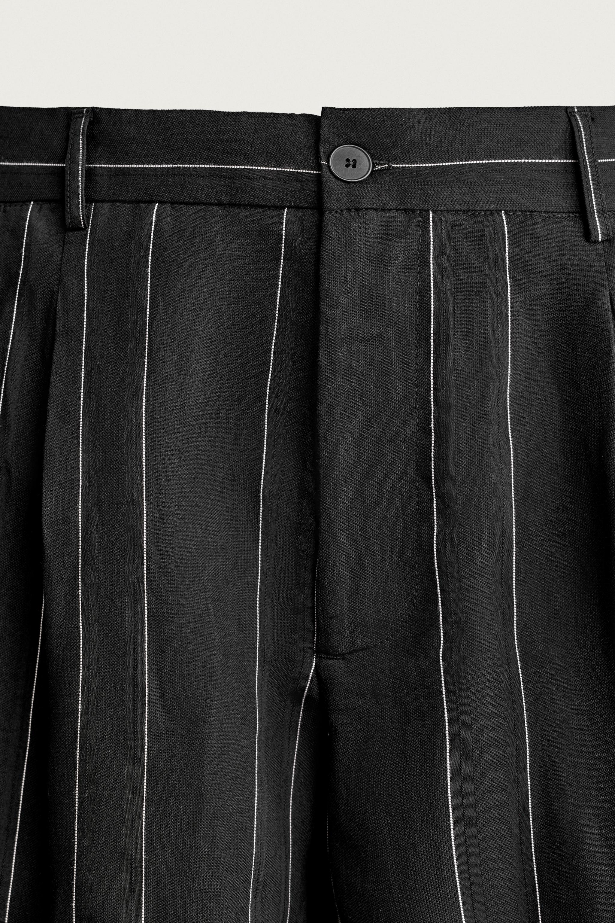 Мужские шорты Zara STRIPED PLEATED RELAXED FIT SHORTS — фото 9