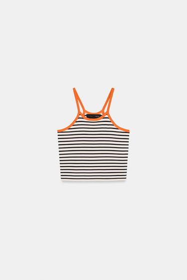 STRIPED KNIT CROP TOP - striped by Zara