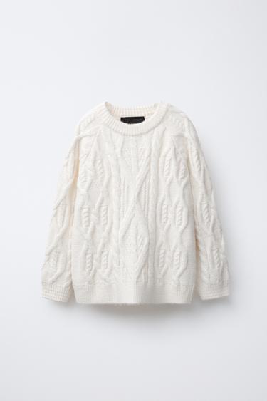CABLE-KNIT SWEATER - Ecru by Zara