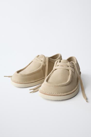 LEATHER LACE-UP SHOES - Sand Brown by Zara - Image 2