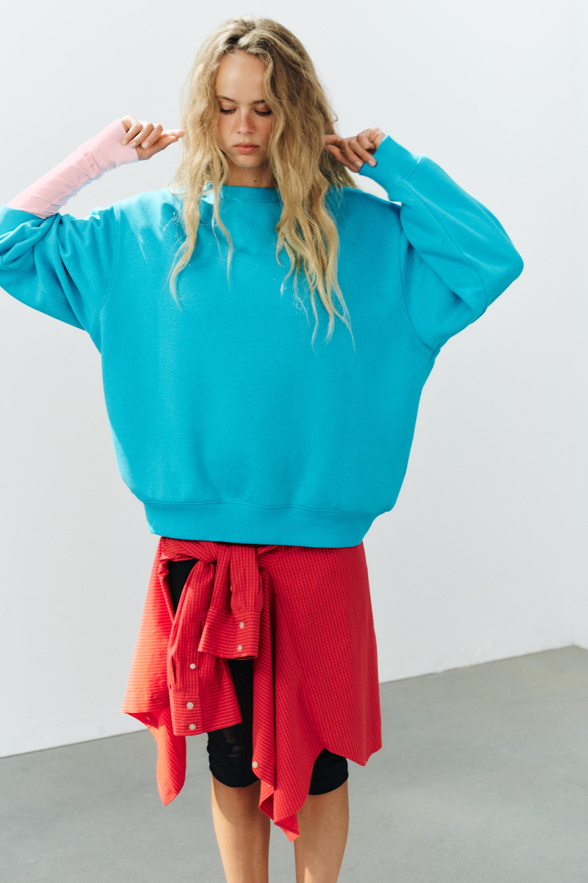 Zara BASIC UZUN KOLLU SWEATSHIRT görsel 4