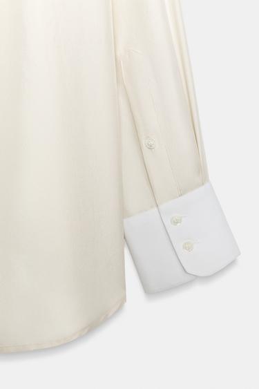ZW COLLECTION 100% SILK BIB SHIRT - Mid-ecru by Zara - Image 6