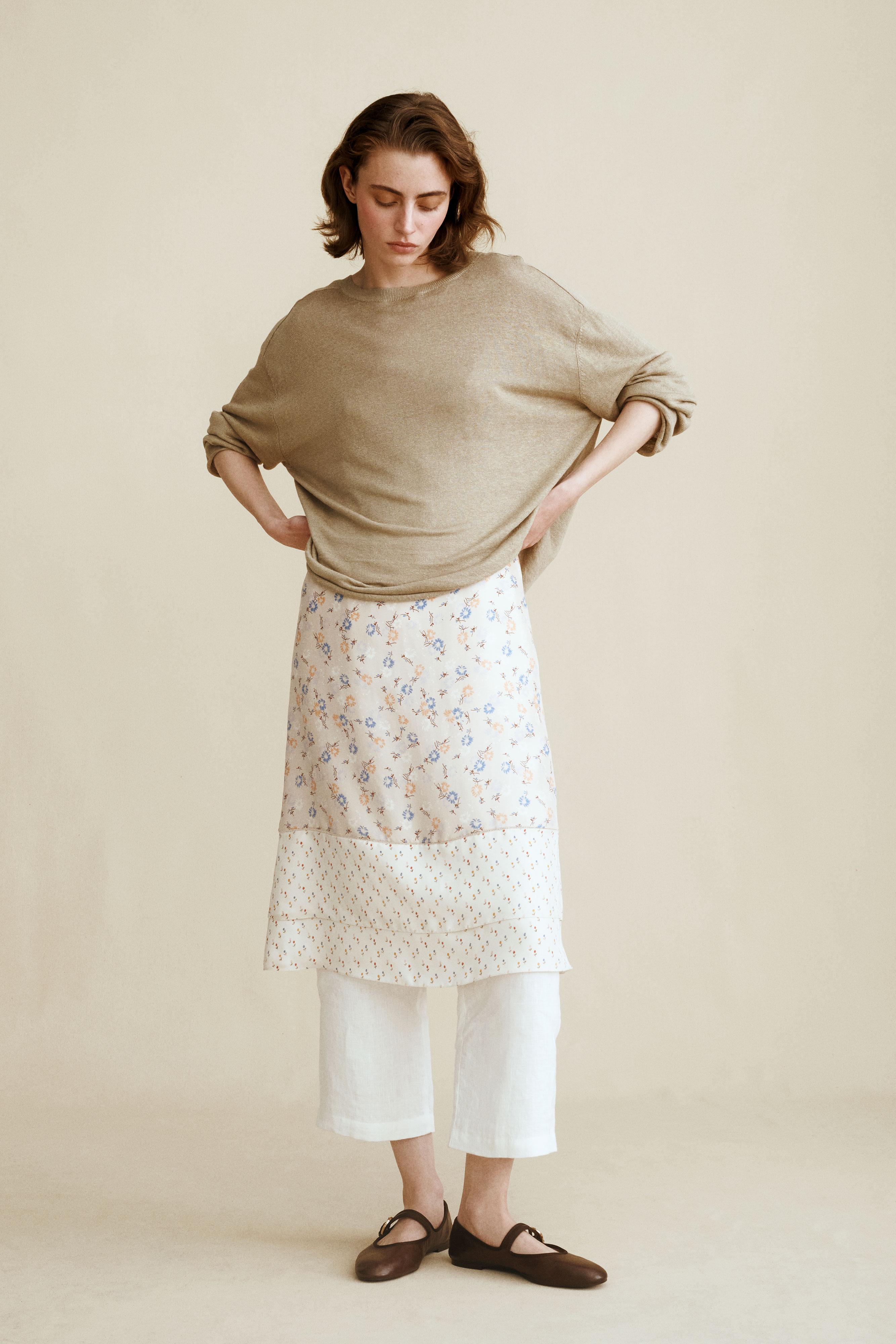 100% LINEN KNIT JUMPER CREATED BY CARAMEL LONDON X ZARA — Khaki