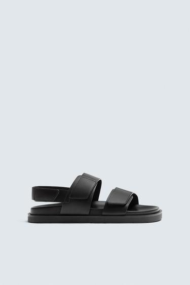 SANDALIA DOBLE TIRA PIEL - Negro de Zara