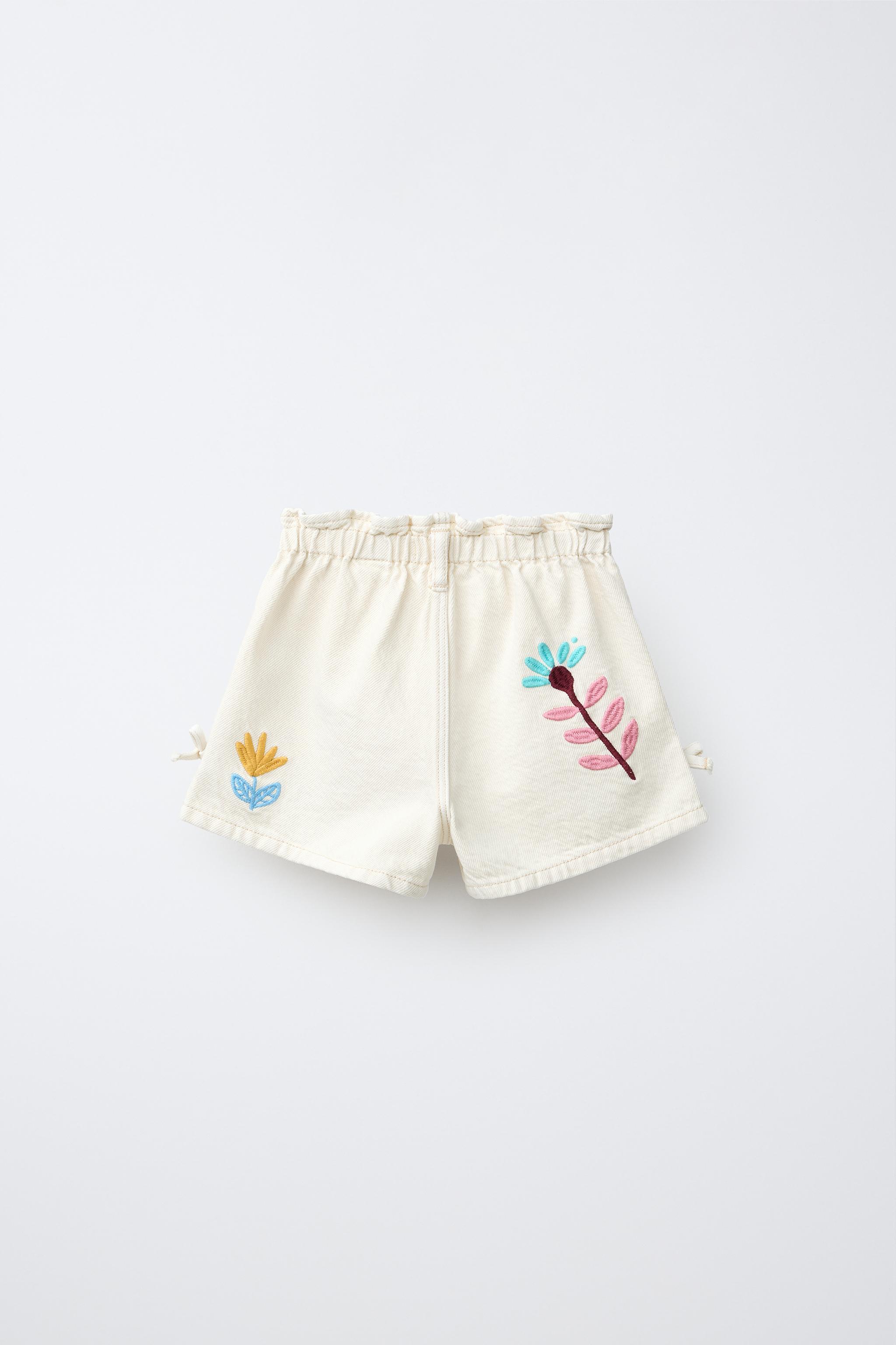 Детские шорты Zara EMBROIDERED PAPERBAG SHORTS — фото 3