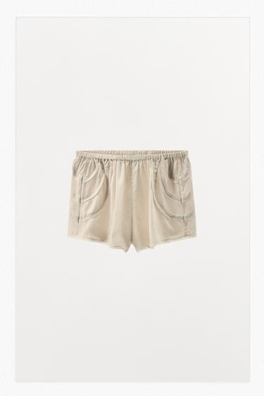 PLEATED LACE SHORTS - Grey by Zara
