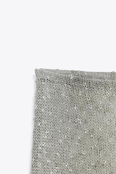 CUT-OUT KNIT WIDE-LEG TROUSERS - Light grey by Zara - Image 7