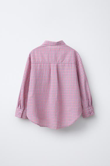 OVERSIZE CHECK SHIRT - Pink by Zara - Image 1