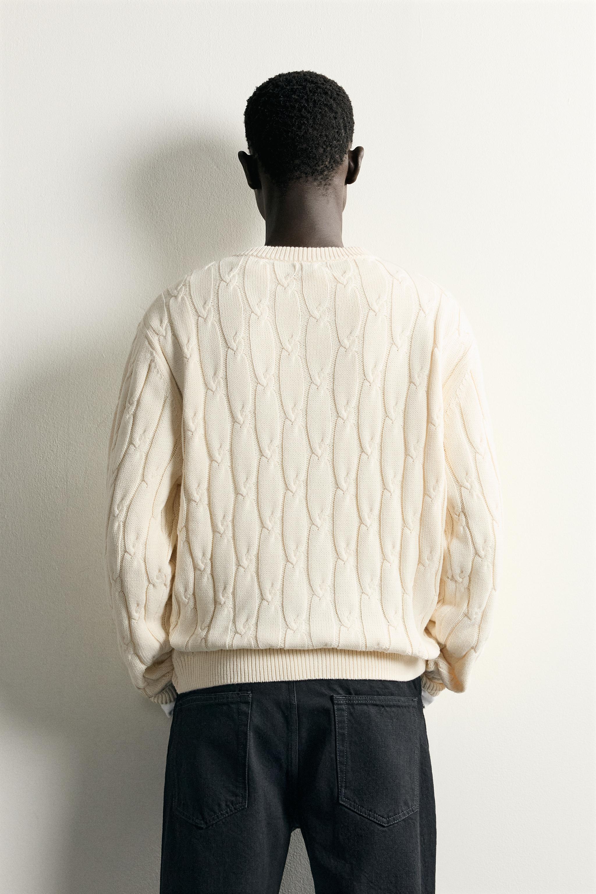 Zara RELAXED FIT BURGU ÖRGÜLÜ HIRKA görsel 3