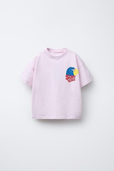 SURF PRINT T-SHIRT - Light mauve by Zara