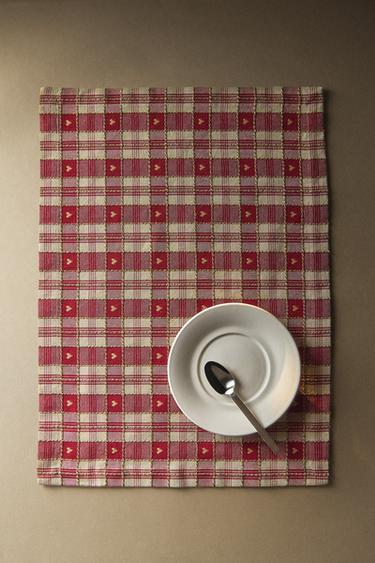 CHRISTMAS CHECK AND HEART COTTON PLACEMAT (PACK OF 2) - Червоний Zara