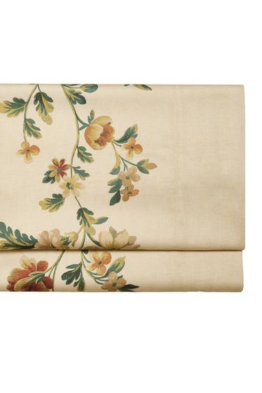 Zara FLORAL PRINT SATEEN FLAT SHEET - Ecru