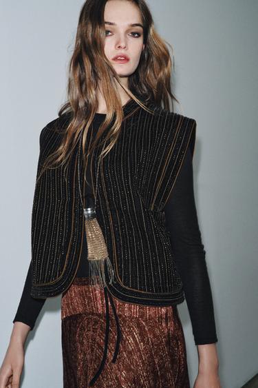 VELVET QUILTED WAISTCOAT ZW COLLECTION LIMITED EDITION - Črna od Zare