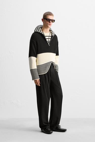 LIMITED EDITION STRIPE ZIP-NECK SWEATER - Ecru by Zara - Image 3