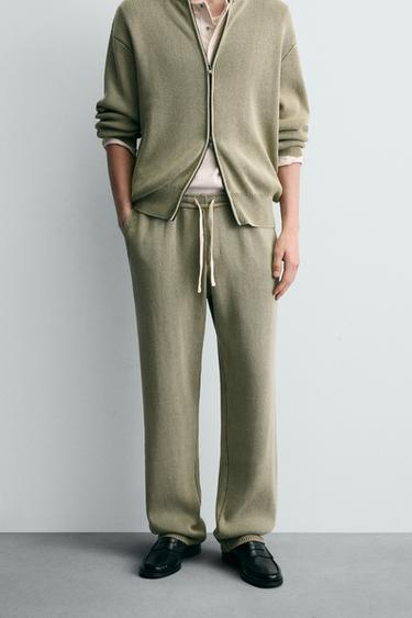 TEXTURED KNIT TROUSERS - Green by Zara