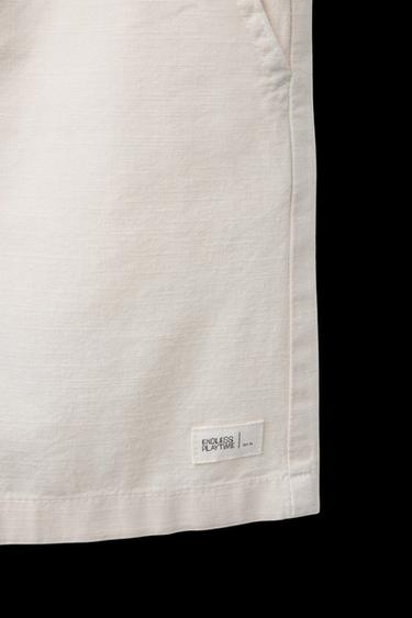Zara WIDE FIT COTTON SHORTS WITH TAG - Ecru